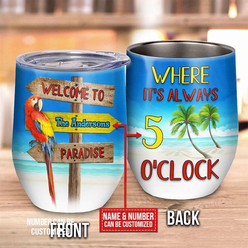 Personalized Beach Welcome To Paradise Custom Wine Tumbler