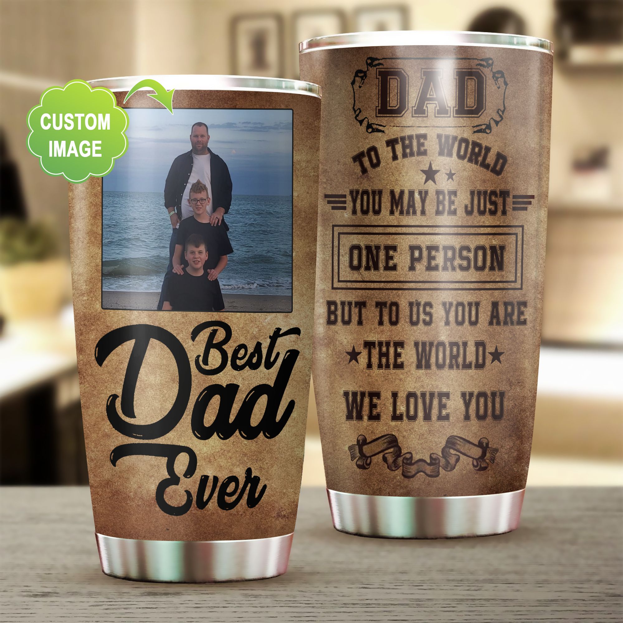 Gifts For Dad Custom Photo Best Dad Ever Tumbler Cup 20Oz PAN