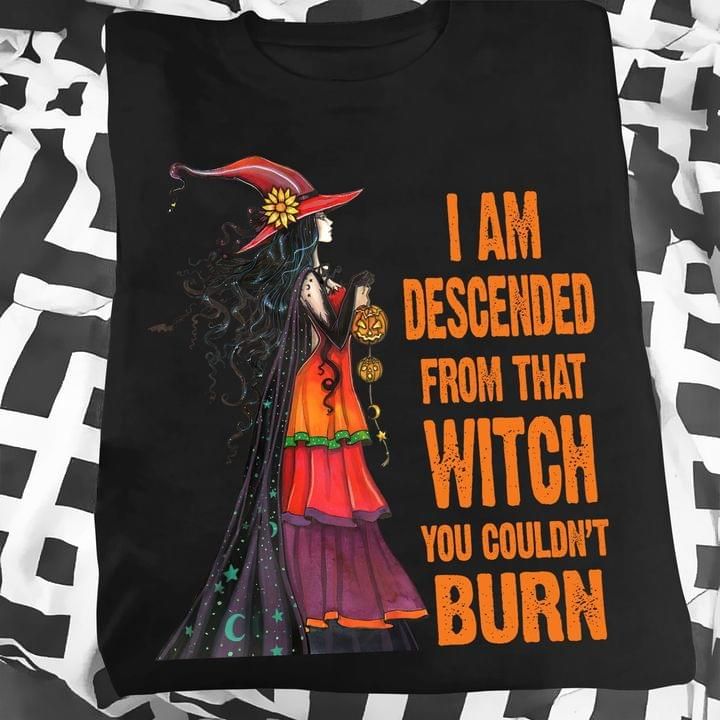 Witch Tshirt I Am Descended From That Witch You Couldn't Burn PAN