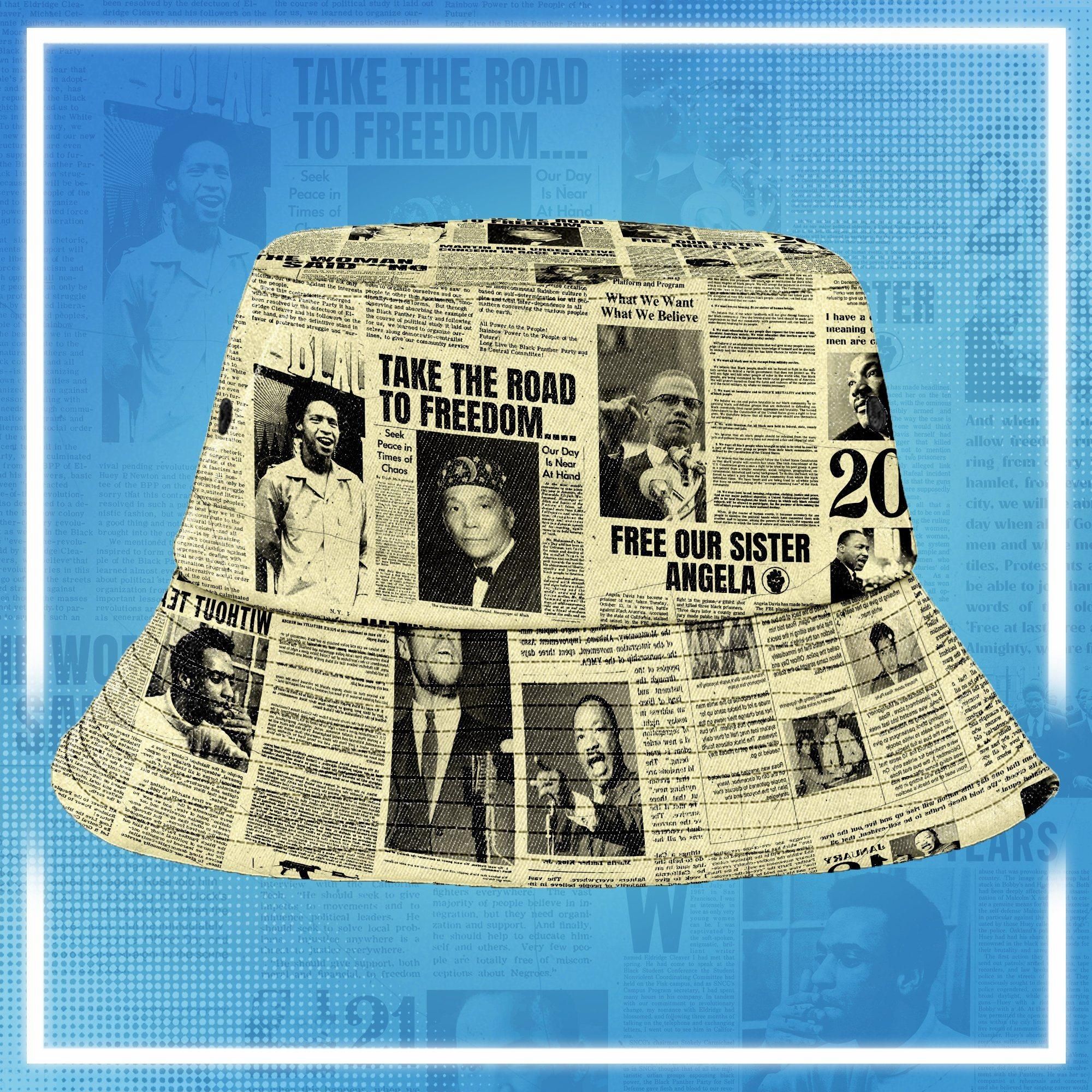 Black Power Newspaper Bucket Hat PANHAT0004