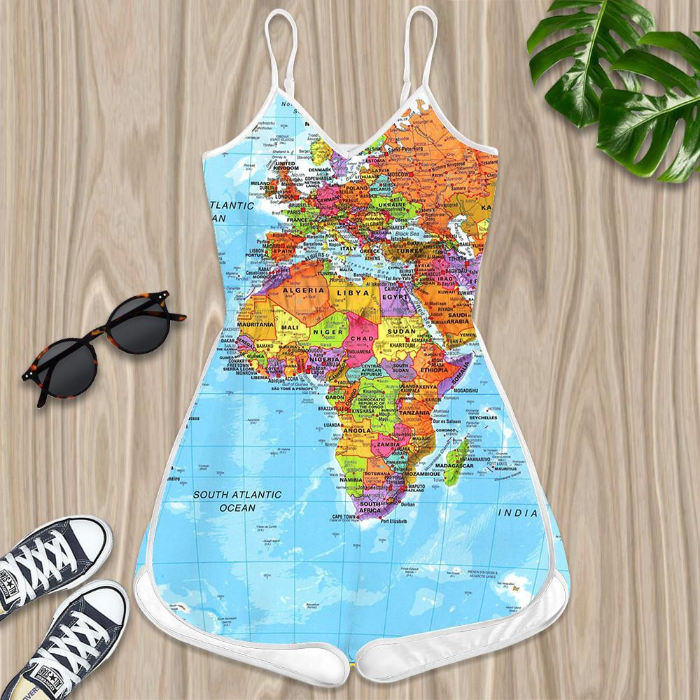 Africa Map Women Rompers