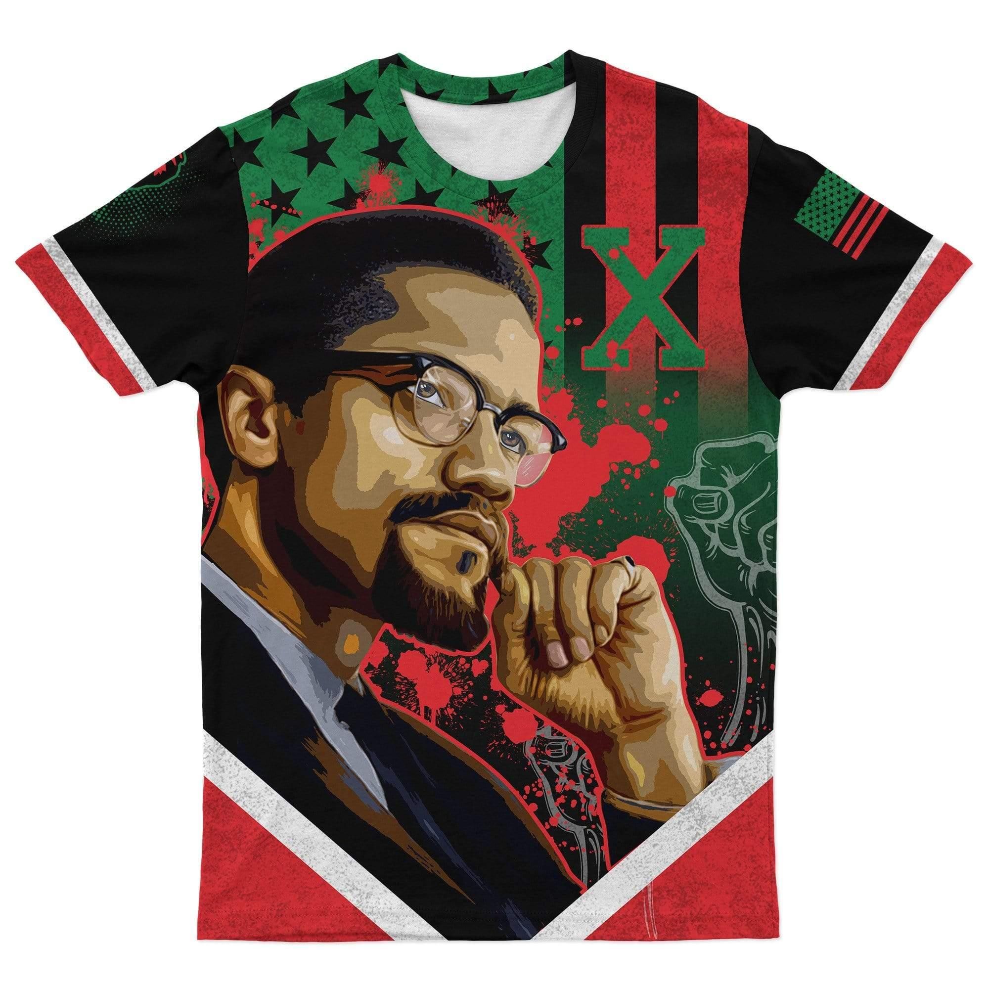 African American Flag Malcolm X T-shirt