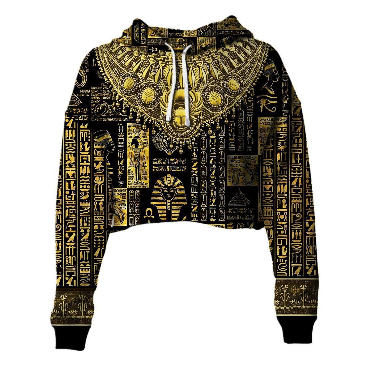 Ancient Egyptian Symbols Cropped Hoodie