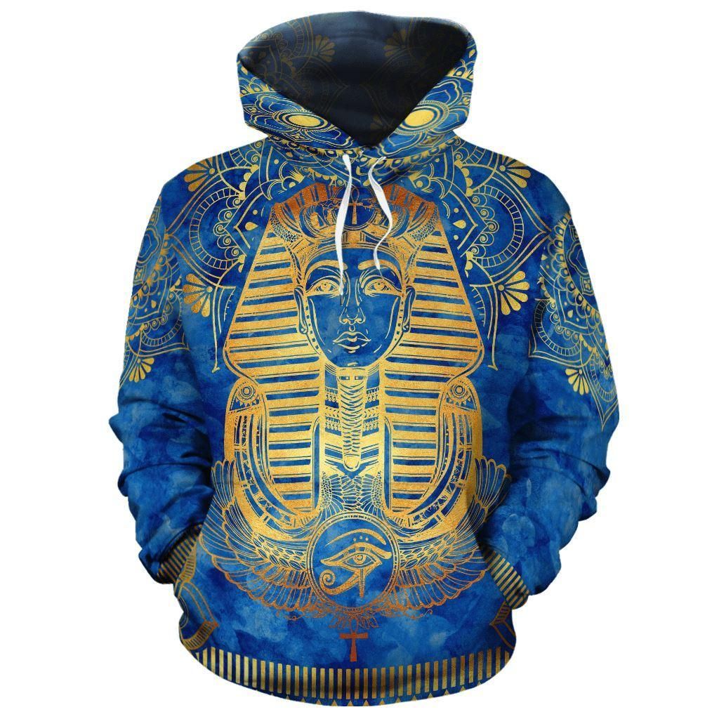 Egyptian Pharaoh Pattern In Blue All-over Hoodie