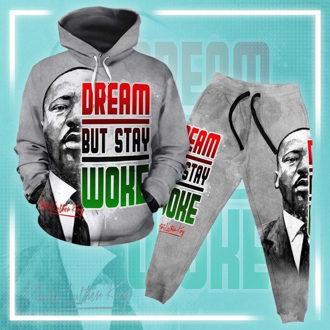 Dream But Stay Woke Fleece All-over Hoodie And Joggers Set