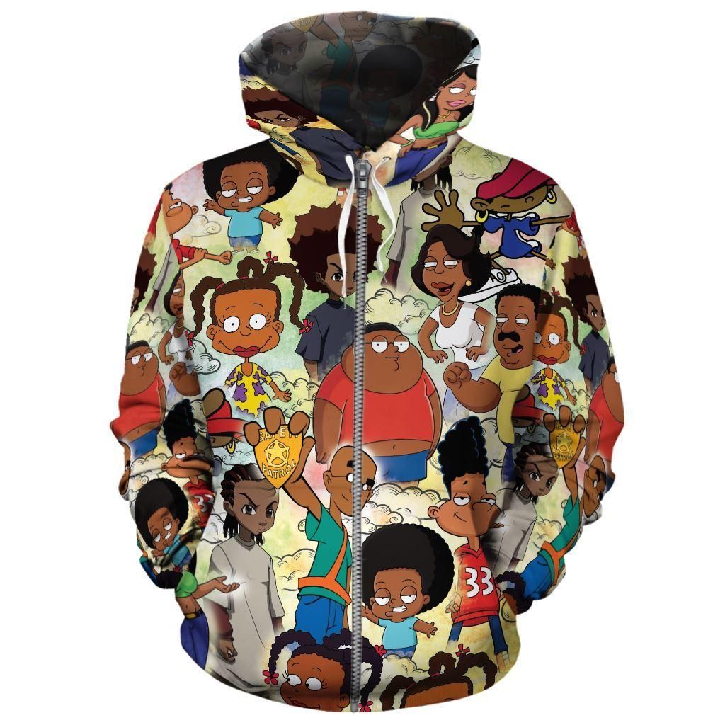 Black Animated Characters All-Over Hoodie PAN3HD0199