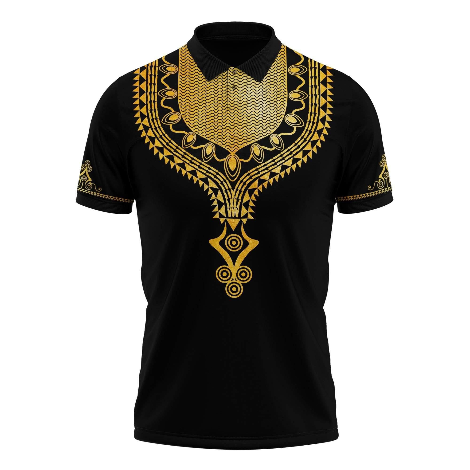 Gold Pattern Dashiki Polo Shirt