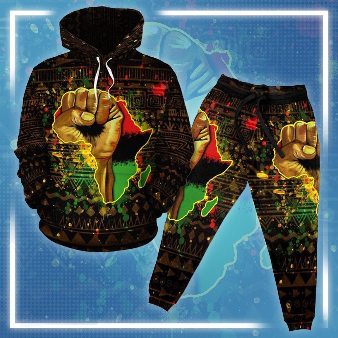 Black Power Fleece All-over Hoodie And Joggers Set