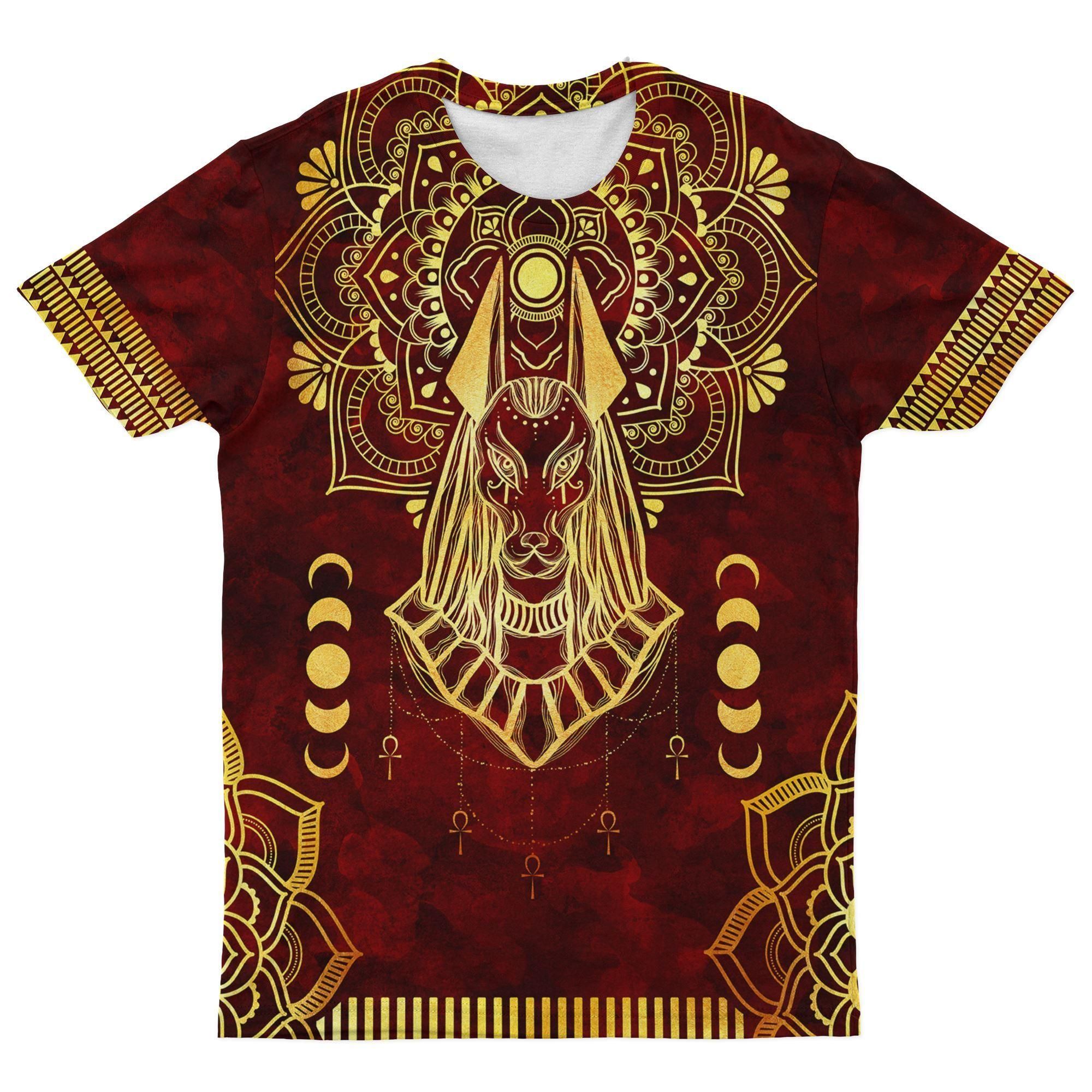 Anubis Pattern In Red T-shirt