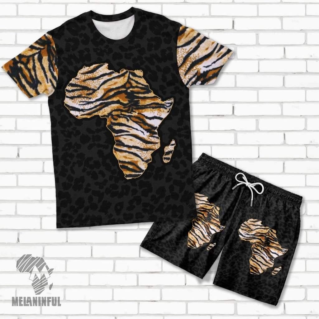 Tiger Pattern T-shirt And Shorts Set