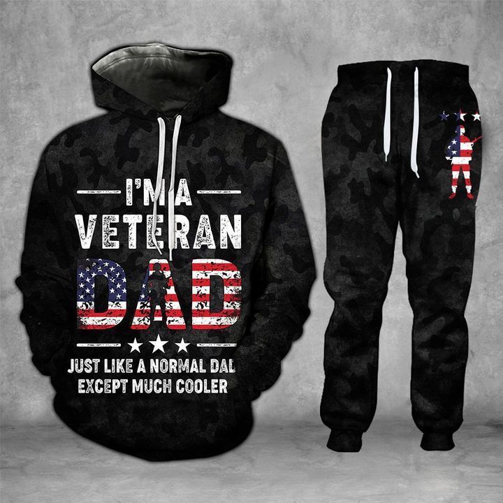 Gifts For Dad Im A Veteran Dad Just Like A Normal Dad  Hoodie And Long Pant
