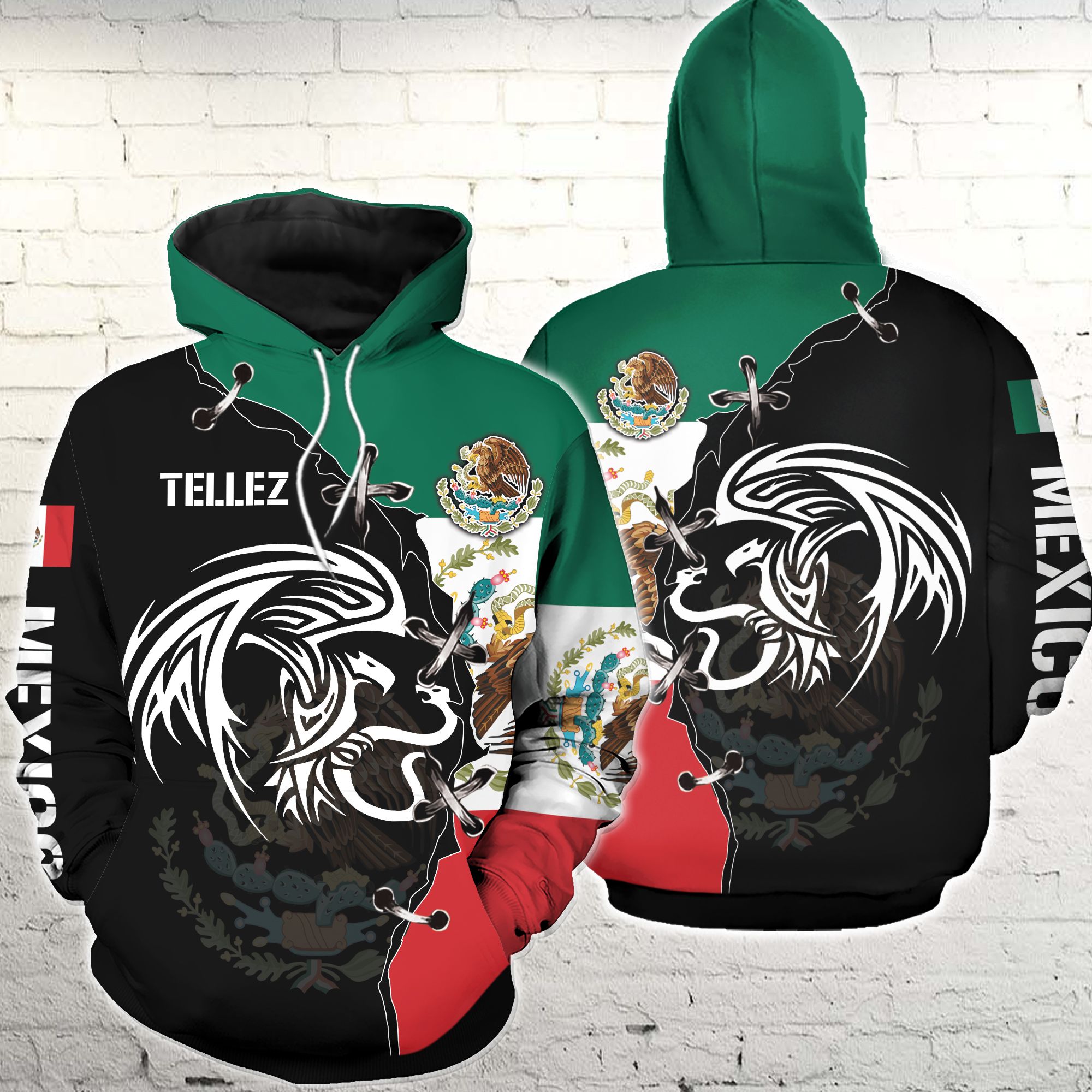 Personalized Custom Name Mexico Black And Flag Color Hoodie 3D All Over Print PAN3HD0265