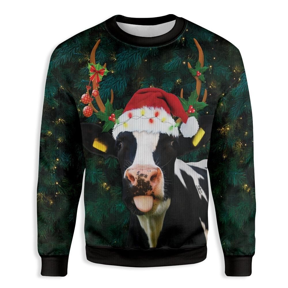 Merry Christmas Cow Farmer EZ23 2610 All Over Print Sweatshirt