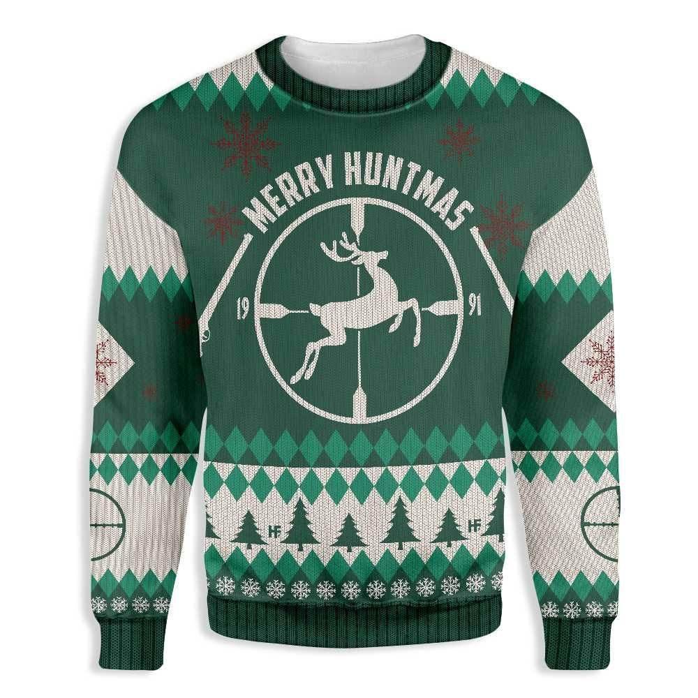 Merry Huntmas Deer Hunting Season Christmas EZ22 3110 All Over Print Sweatshirt