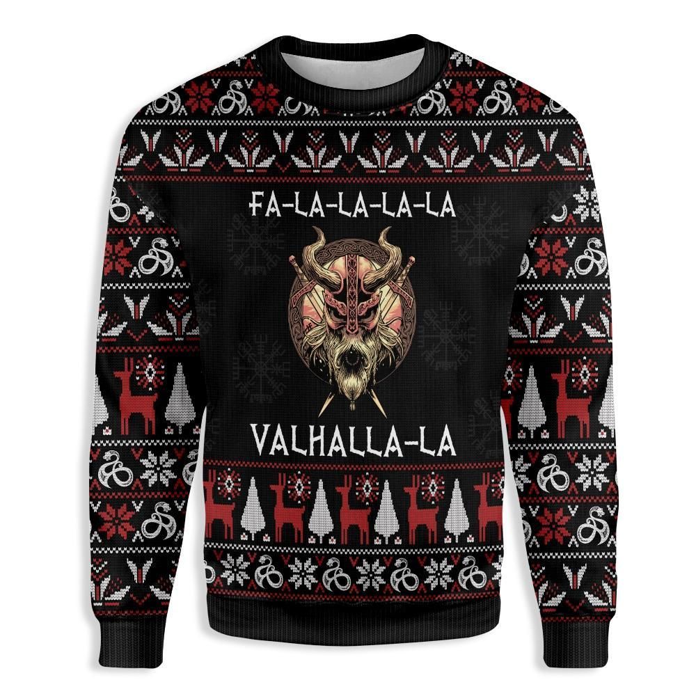 Valhalla-la Christmas Viking Skull EZ06 2710 All Over Print Sweatshirt