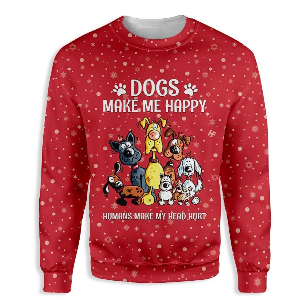 Christmas Dogs Make Me Happy EZ16 2610 All Over Print Sweatshirt