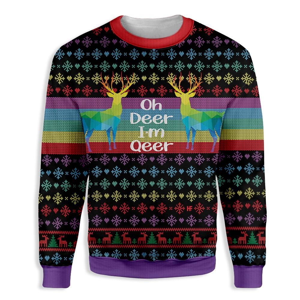 LGBT Oh Deer I'm Qeer EZ16 2810 All Over Print Sweatshirt