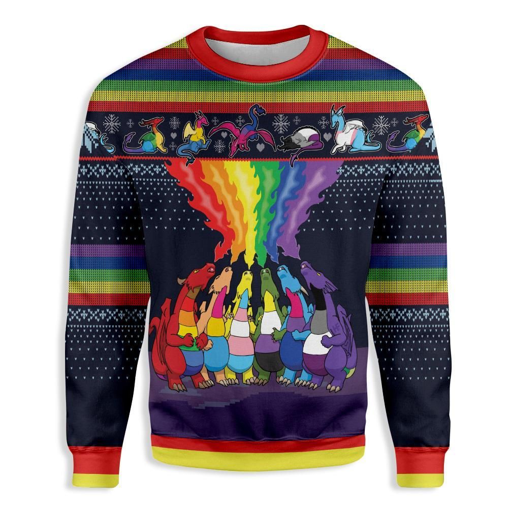LGBT Dragon Christmas EZ16 2410 All Over Print Sweatshirt