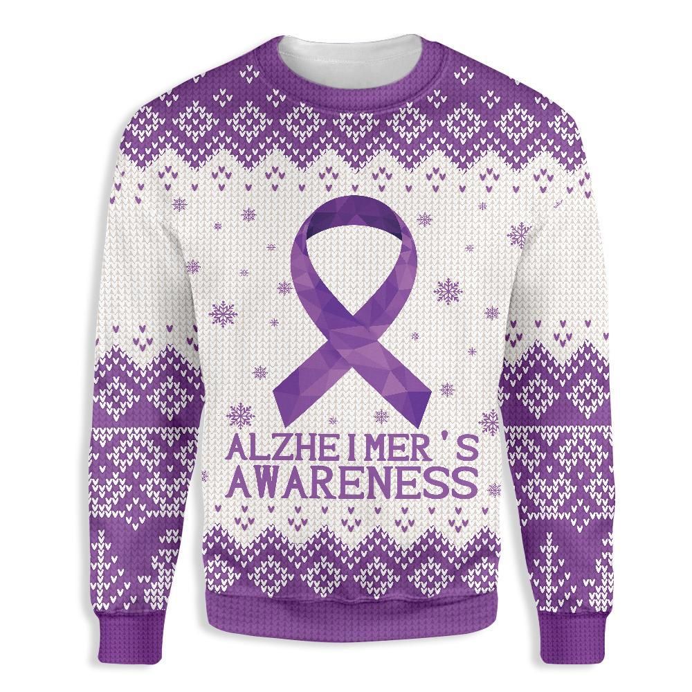 Purple Ribbon Alzheimer Awareness EZ23 2310 All Over Print Sweatshirt