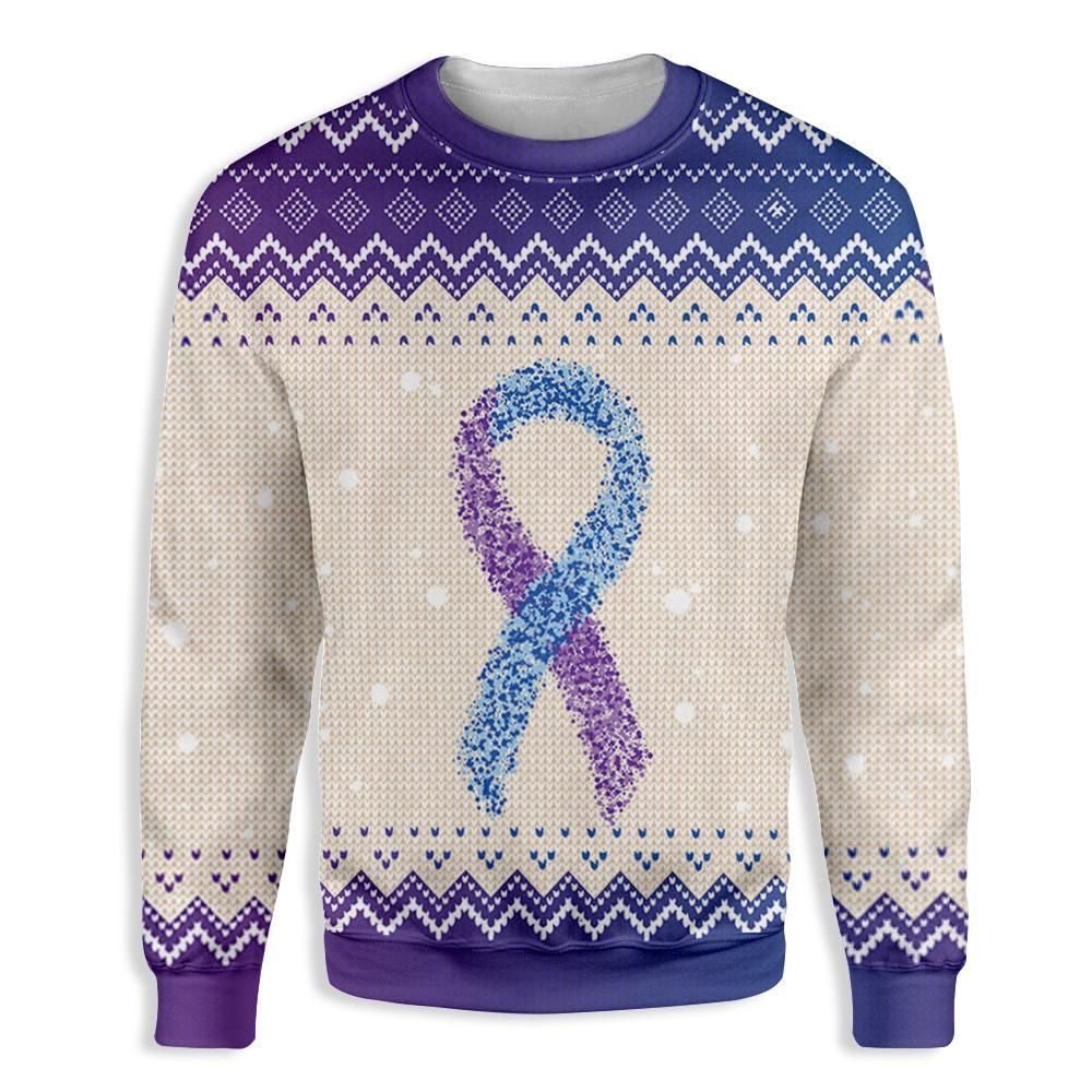 Purple And Blue Ribbon Rheumatoid Arthritis Awareness EZ23 2310 All Over Print Sweatshirt