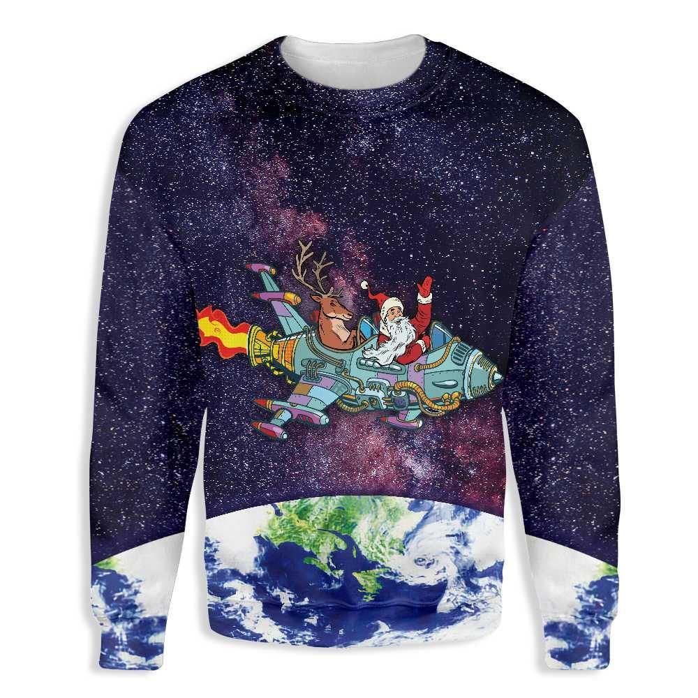 Santa In The Space EZ24 2610 All Over Print Sweatshirt