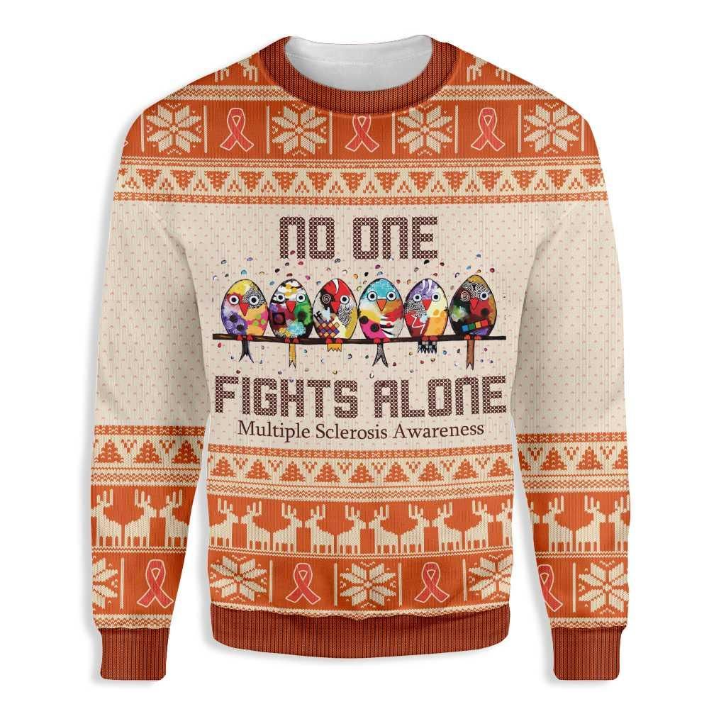 No One Fights Alone Multiple Sclerosis Awareness EZ23 1910 All Over Print Sweatshirt