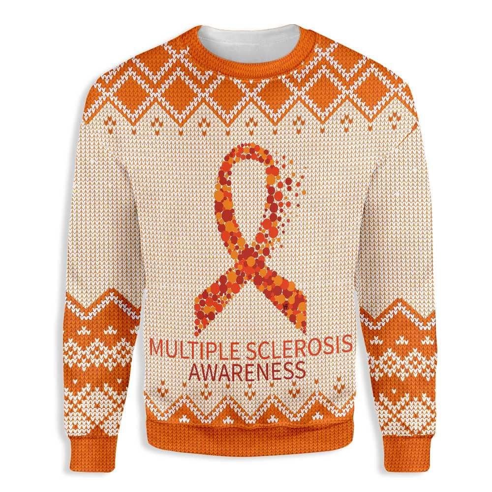 Orange Ribbon Multiple Sclerosis Awareness EZ23 2310 All Over Print Sweatshirt