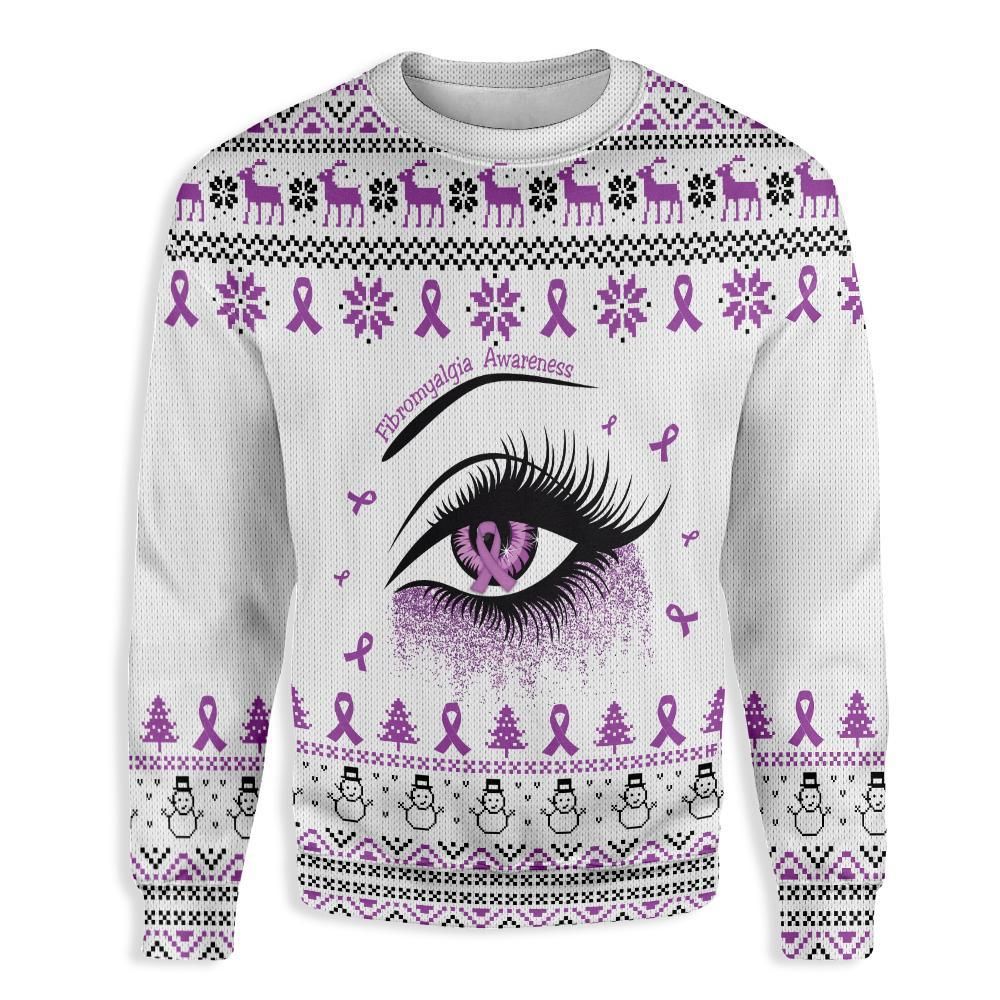 Purple Eye Fibromyalgia Awareness EZ23 2410 All Over Print Sweatshirt