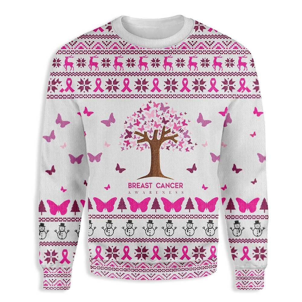 Butterfly Tree Breast Cancer Awareness EZ23 1710 All Over Print Sweatshirt