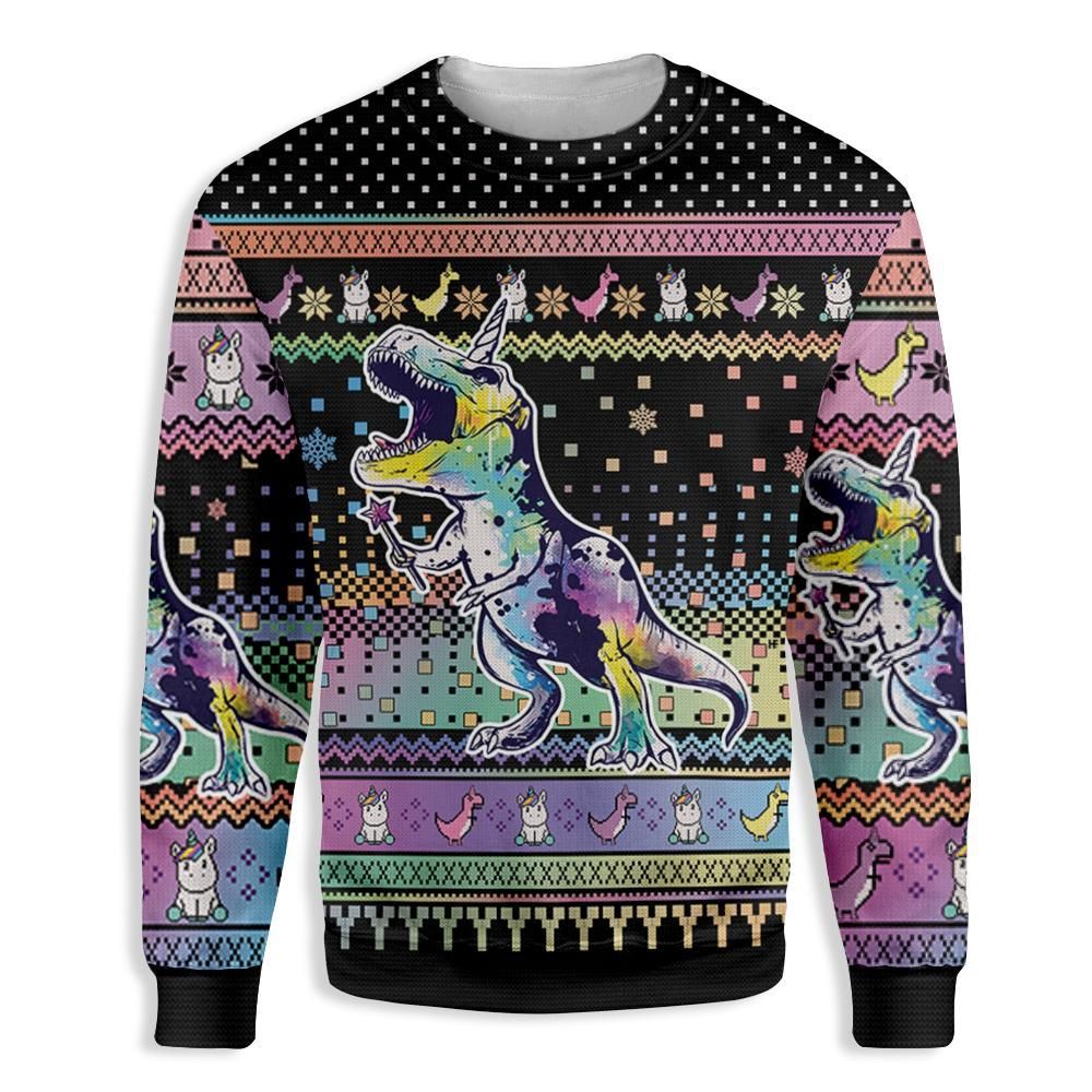 In A World Full Of Unicorns Be A Unicornsaurus Rex Christmas Pride EZ05 2410 All Over Print Sweatshirt