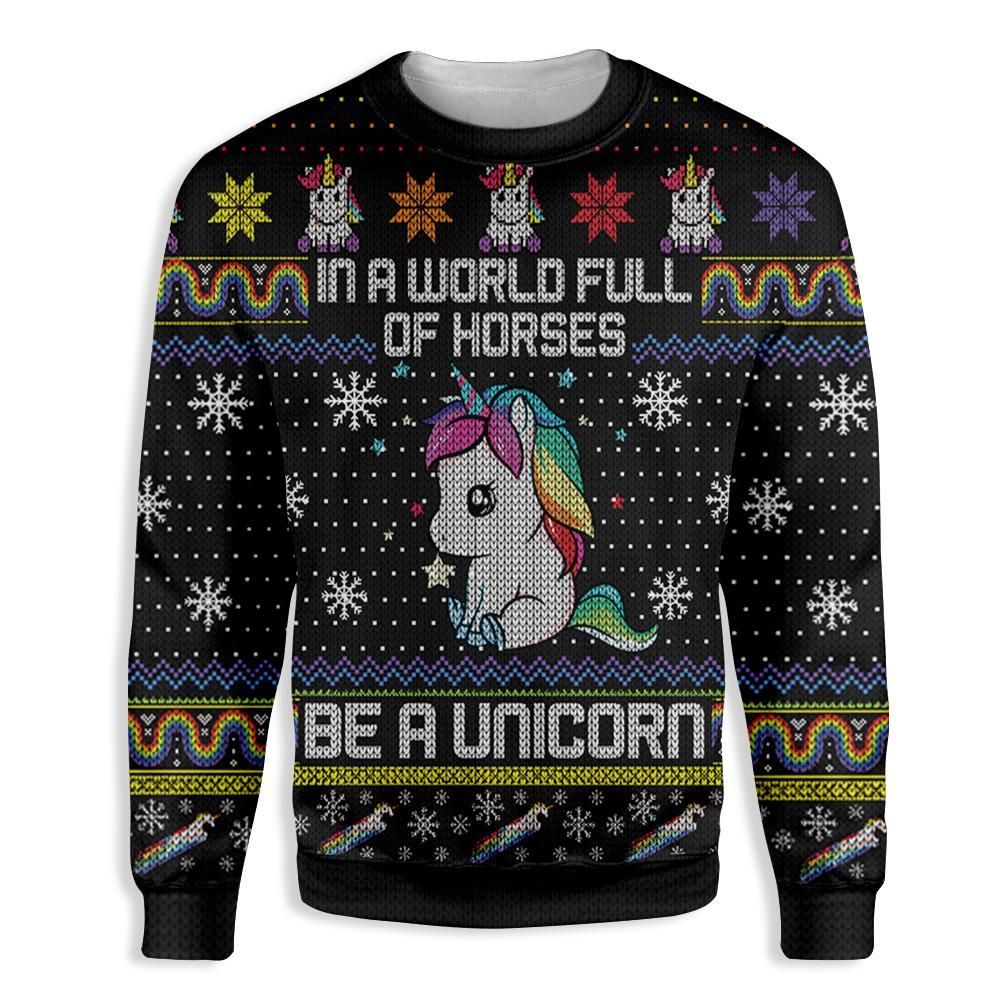 In A World Full Of Horses Be A Unicorn Pride EZ05 2410 All Over Print Sweatshirt