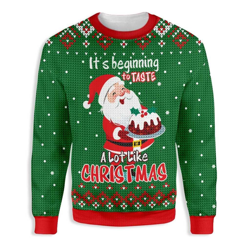 It's beginning to taste a lot like Christmas Santa Claus Baking EZ21 1910 All Over Print Sweatshirt