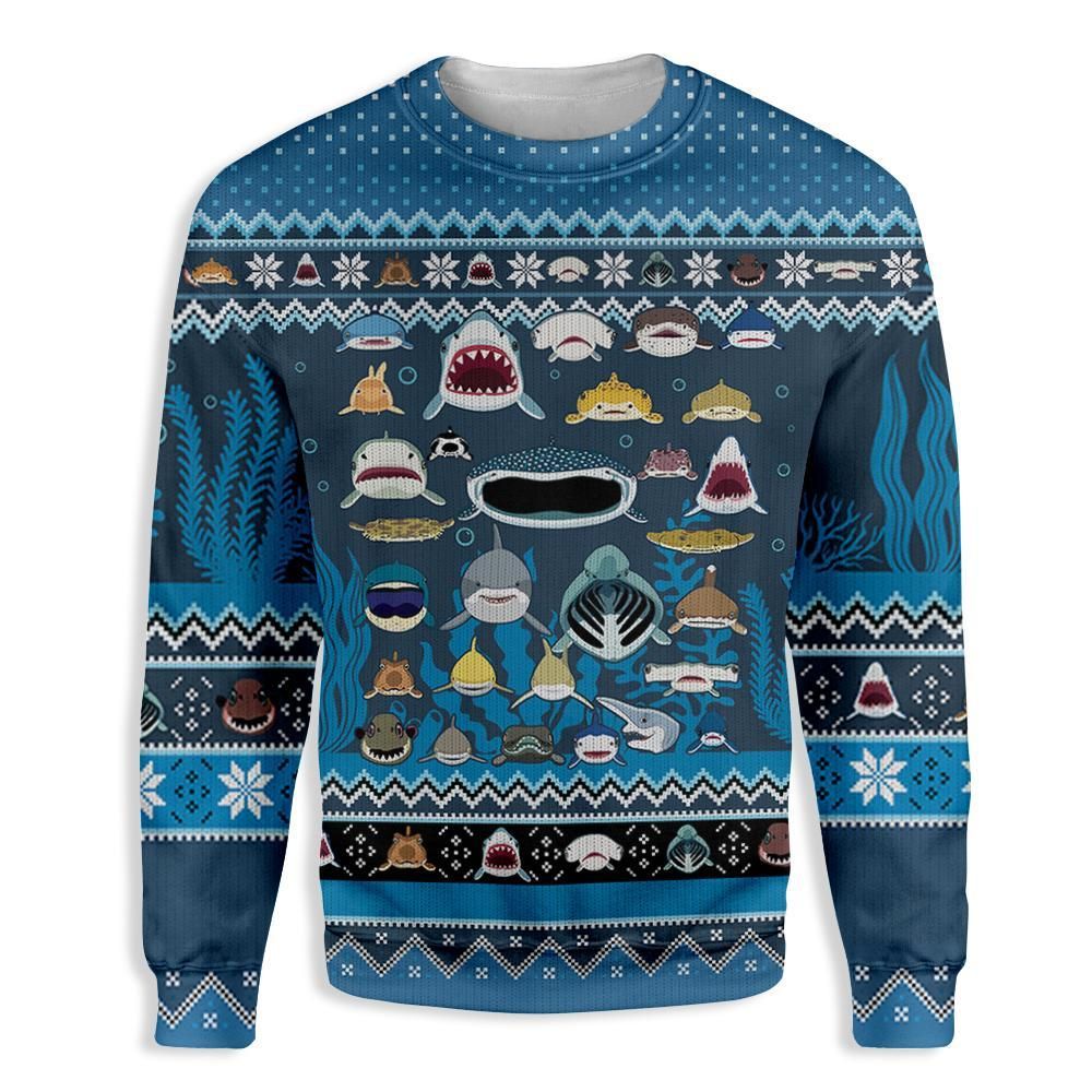 24 Species Of Shark Christmas EZ05 2410 All Over Print Sweatshirt