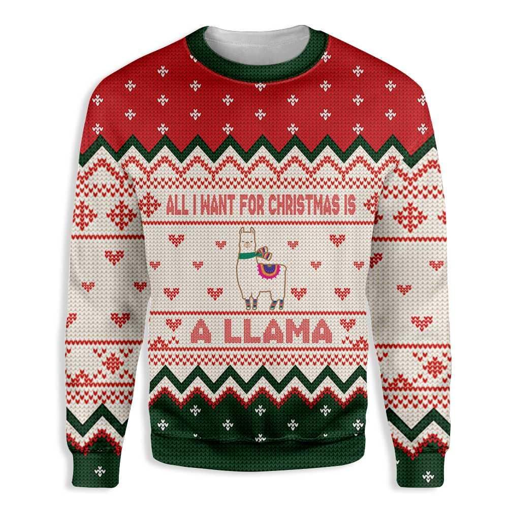 All I want for Christmas is a Llama Christmas EZ21 1510 All Over Print Sweatshirt