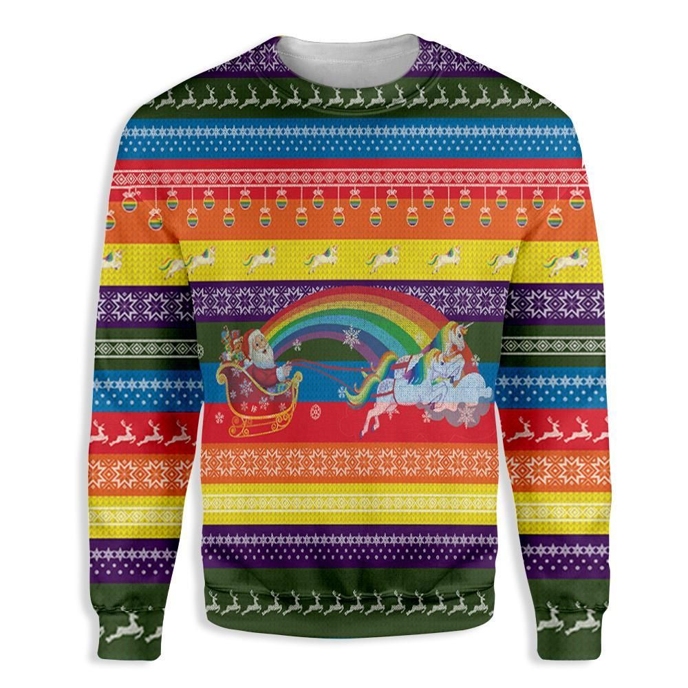 Ho Ho Ho Homo Unicorn Christmas Pride EZ05 2410 All Over Print Sweatshirt