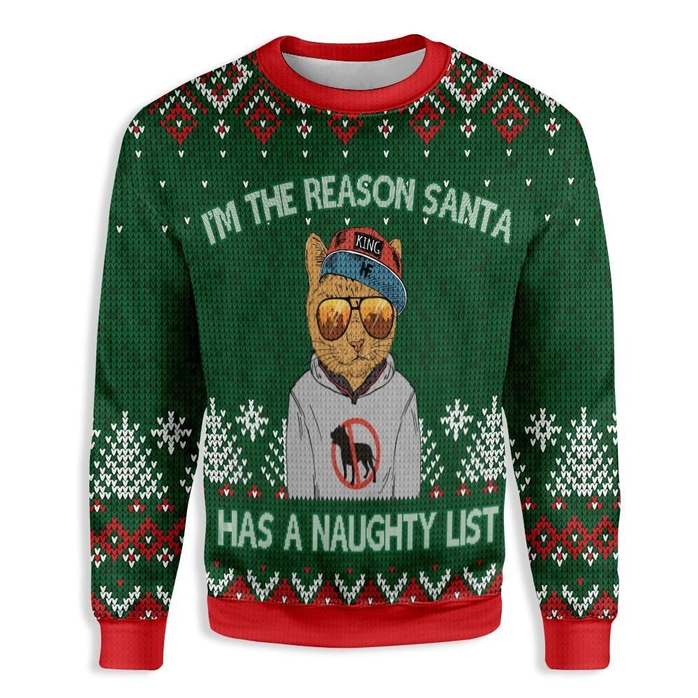 I'm the reason Santa has a naughty list Christmas cat EZ21 1610 All Over Print Sweatshirt