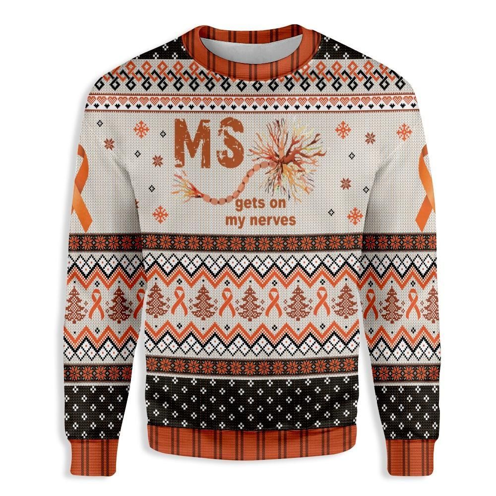 Ms Gets On My Nerves Multiple Sclerosis Awareness EZ23 2310 All Over Print Sweatshirt