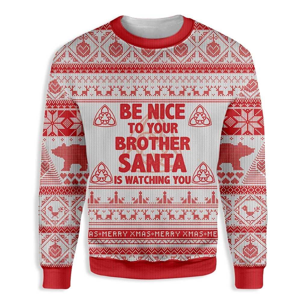 Be Nice To Your Brother Seamless Pattern With Polar Bear EZ22 1710 All Over Print Sweatshirt