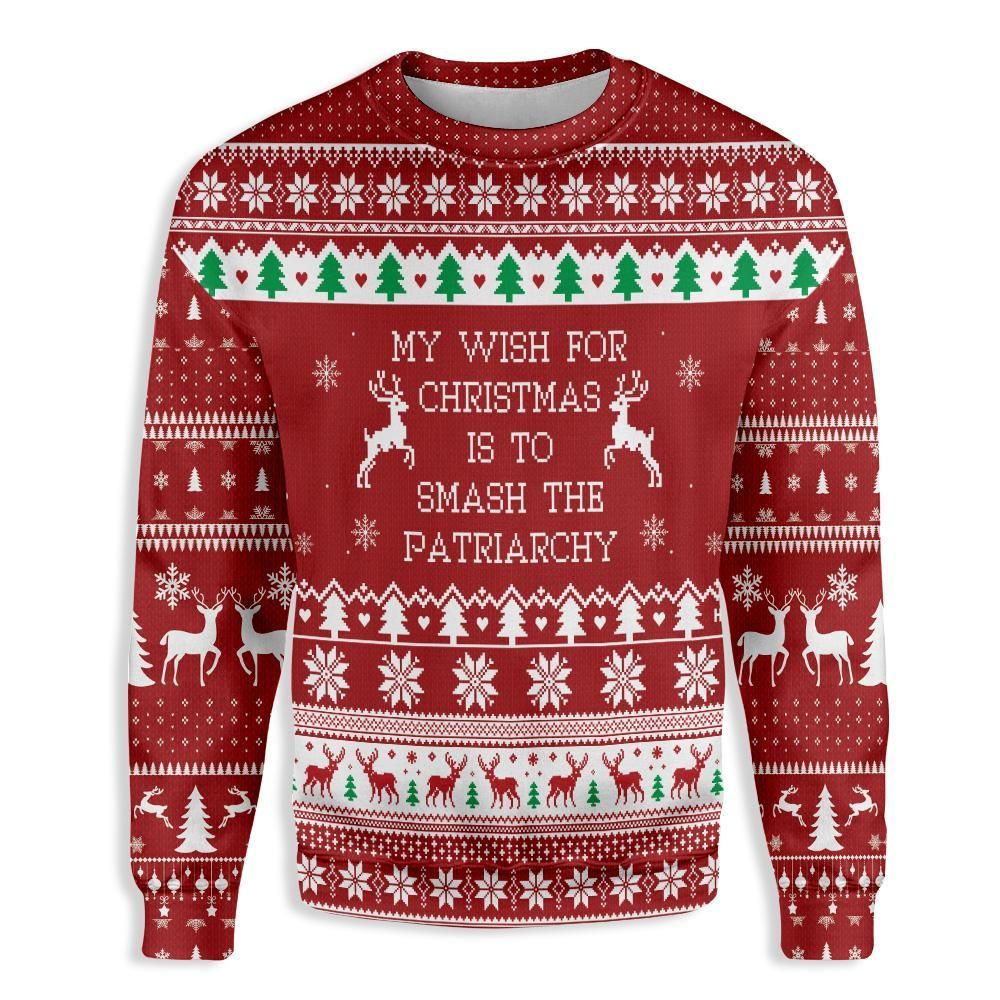 Smash The Patriarchy Feminist Christmas EZ22 1710 All Over Print Sweatshirt
