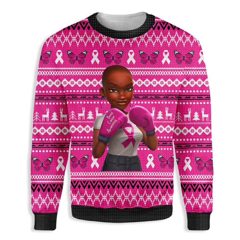 Black Girl Breast Cancer Awareness EZ23 1510 All Over Print Sweatshirt