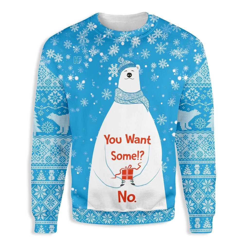 Polar Bear Want Some No Ugly Christmas EZ20 2710 All Over Print Sweatshirt