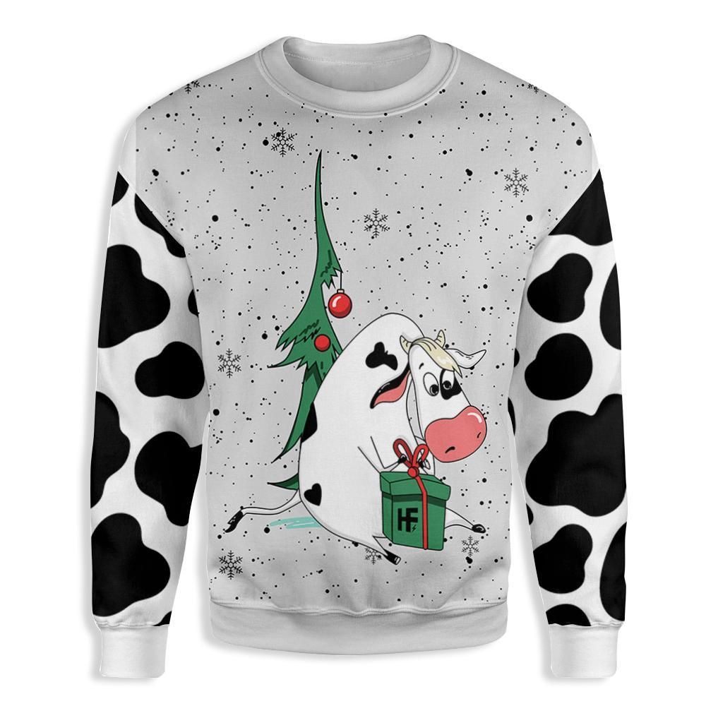 Cute Cow Open Gifts Farmer Ugly Christmas EZ20 3010 All Over Print Sweatshirt