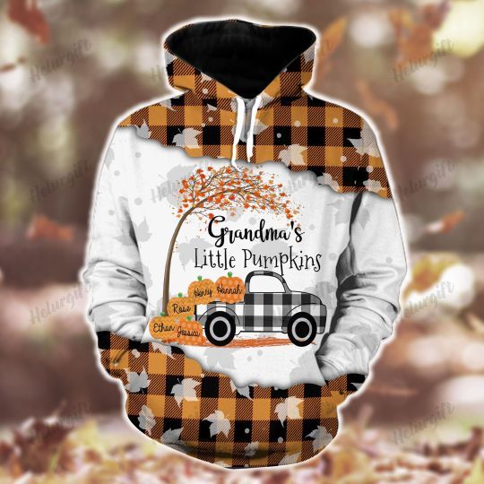 Personalized Grandma's Little Pumpkin Fall Halloween Hoodie Set