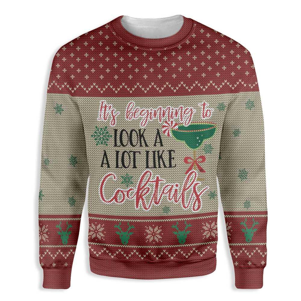 It's beginning to look a lot like cocktails Christmas EZ21 1410 All Over Print Sweatshirt