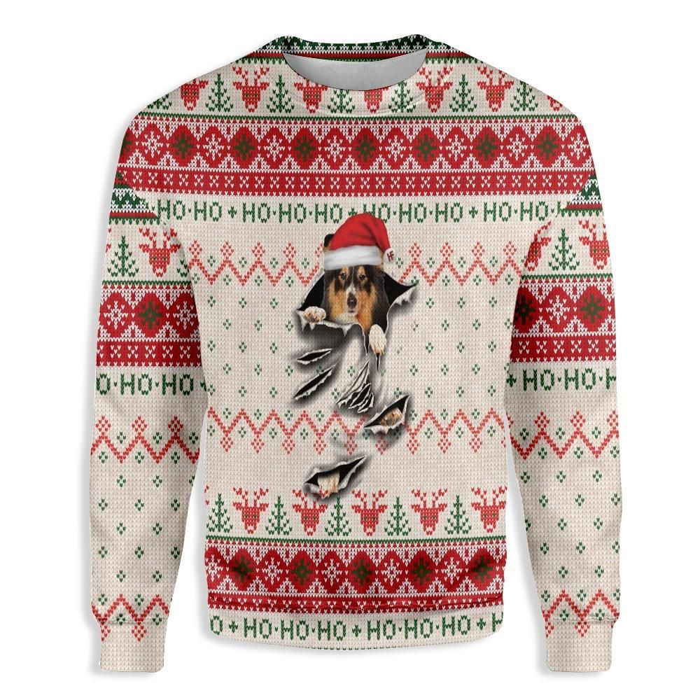 Ugly Christmas Shetland Sheepdog Scratch EZ12 1510 All Over Print Sweatshirt