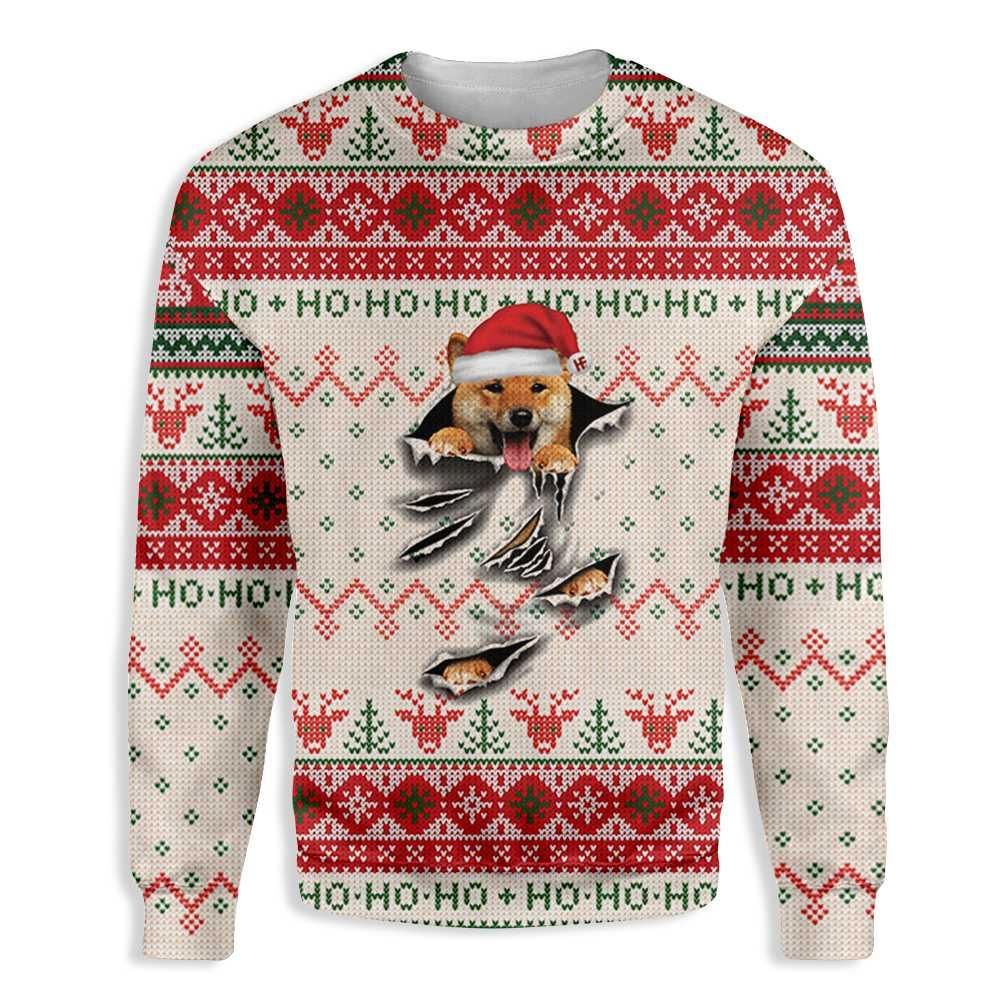 Ugly Christmas Shiba Inu Scratch EZ12 1510 All Over Print Sweatshirt