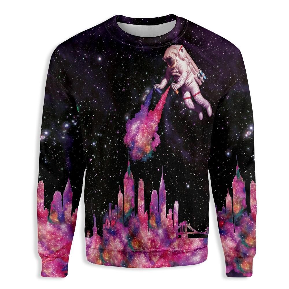 Astronaut Print City Galaxy EZ24 1410 All Over Print Sweatshirt