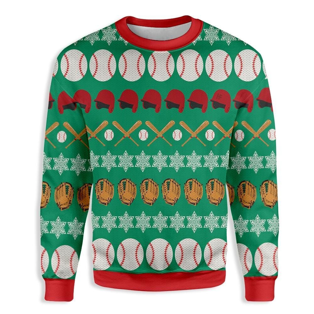 Christmas Baseball Pattern Santa Claus EZ16 1610 All Over Print Sweatshirt