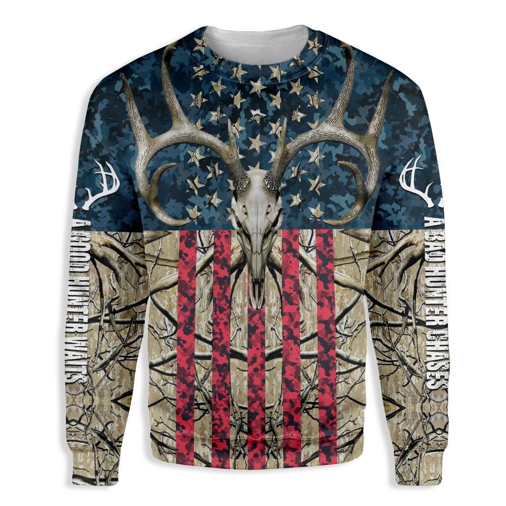 Deer Skull Hunting Camouflage American EZ26 1410 All Over Print Sweatshirt