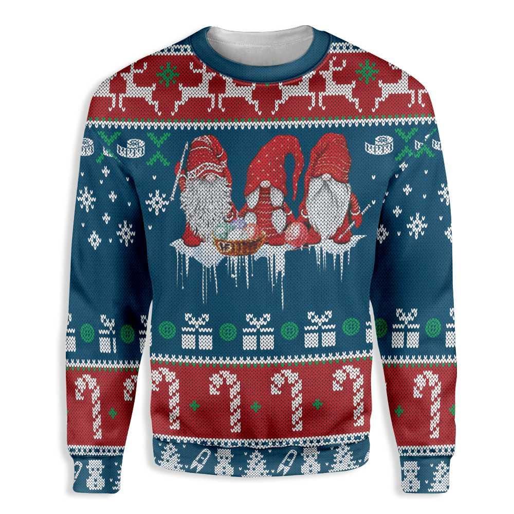 Ugly Christmas Crochet Yarn Sewing Gnome EZ12 1310 All Over Print Sweatshirt